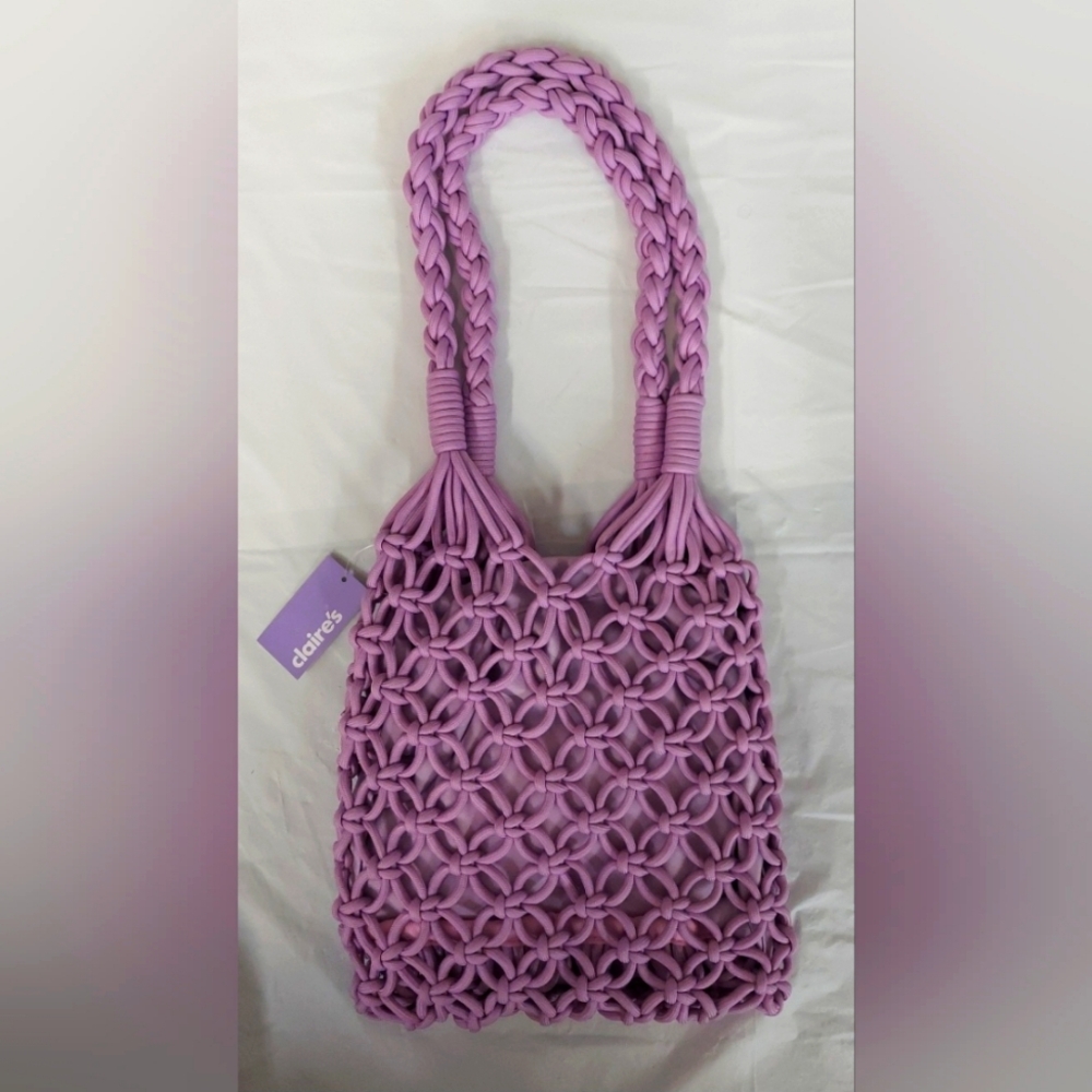 Claire's Net Tote Bag - Purple NWT